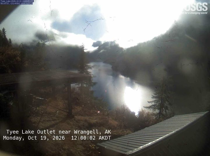 Tyee Lake Outlet near Wrangell, AK: the newest picture from the USGS camera