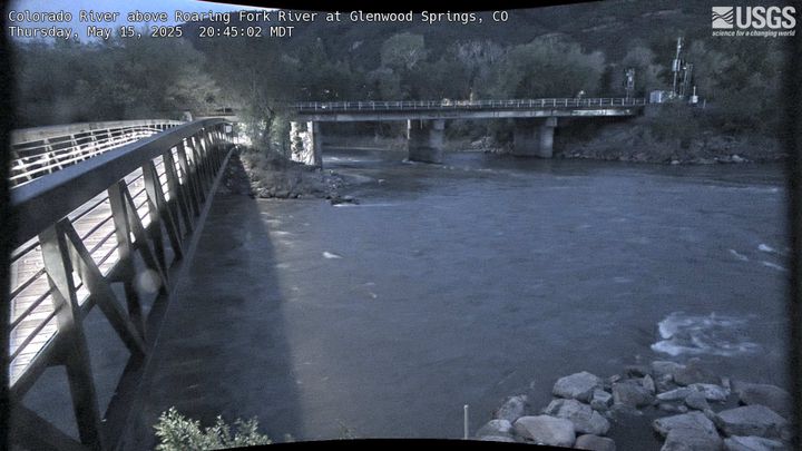 Most recent image of the Roaring Fork River at Glenwood Springs, CO