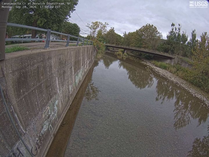 Canasawacta Cr at Norwich Downstream Webcam view