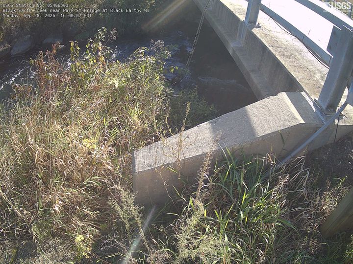 Black Earth Creek near Park St Bridge at Black Earth Webcam view