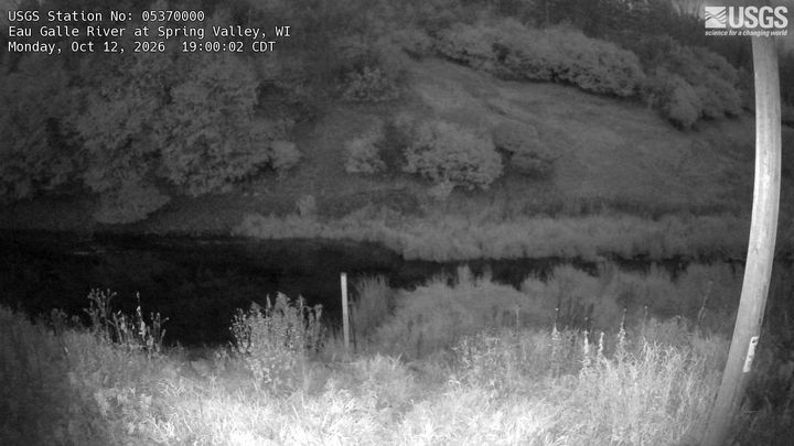 Eau Galle River above Spring Valley, WI: the newest picture from the USGS camera