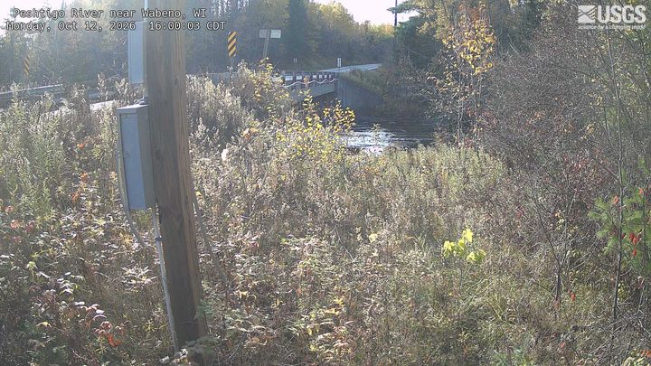 Peshtigo River near Athelstane, WI: the newest picture from the USGS camera