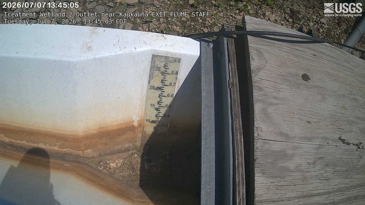 Treatment Wetland 2 Outlet near Kaukauna EXIT FLUME STAFF Webcam view