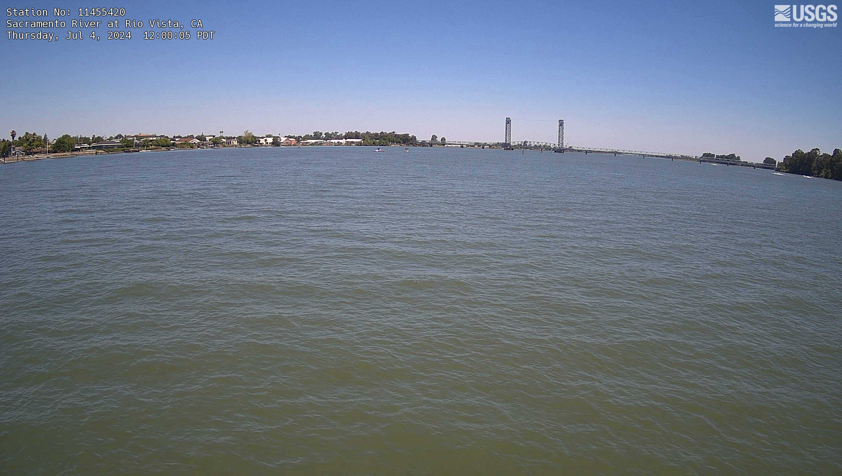 This is the latest image of the Sacramento River at Rio Vista Webcam