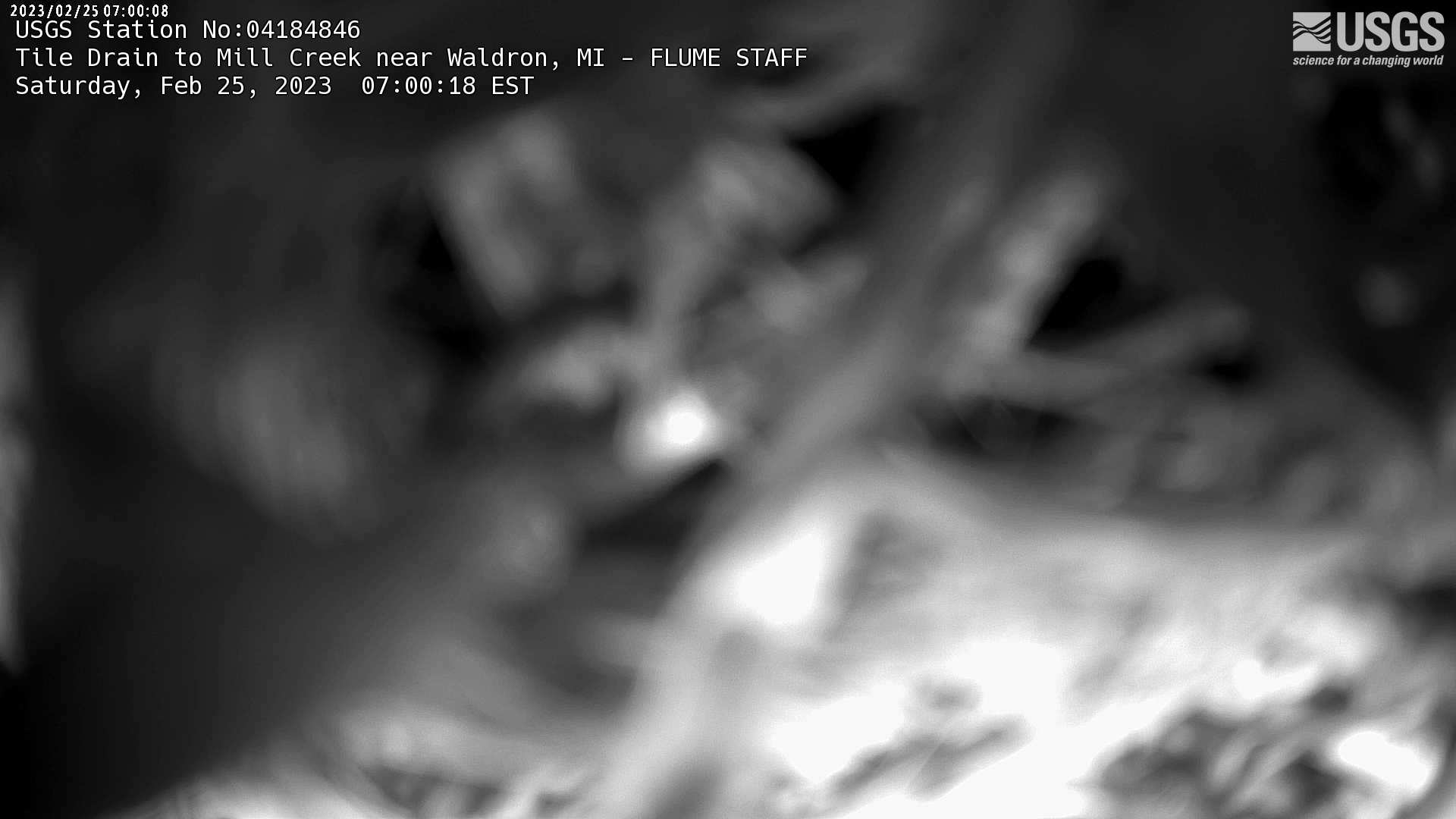 USGS HIVIS CAM Tile Drain to Mill Creek near Waldron FLUME STAFF