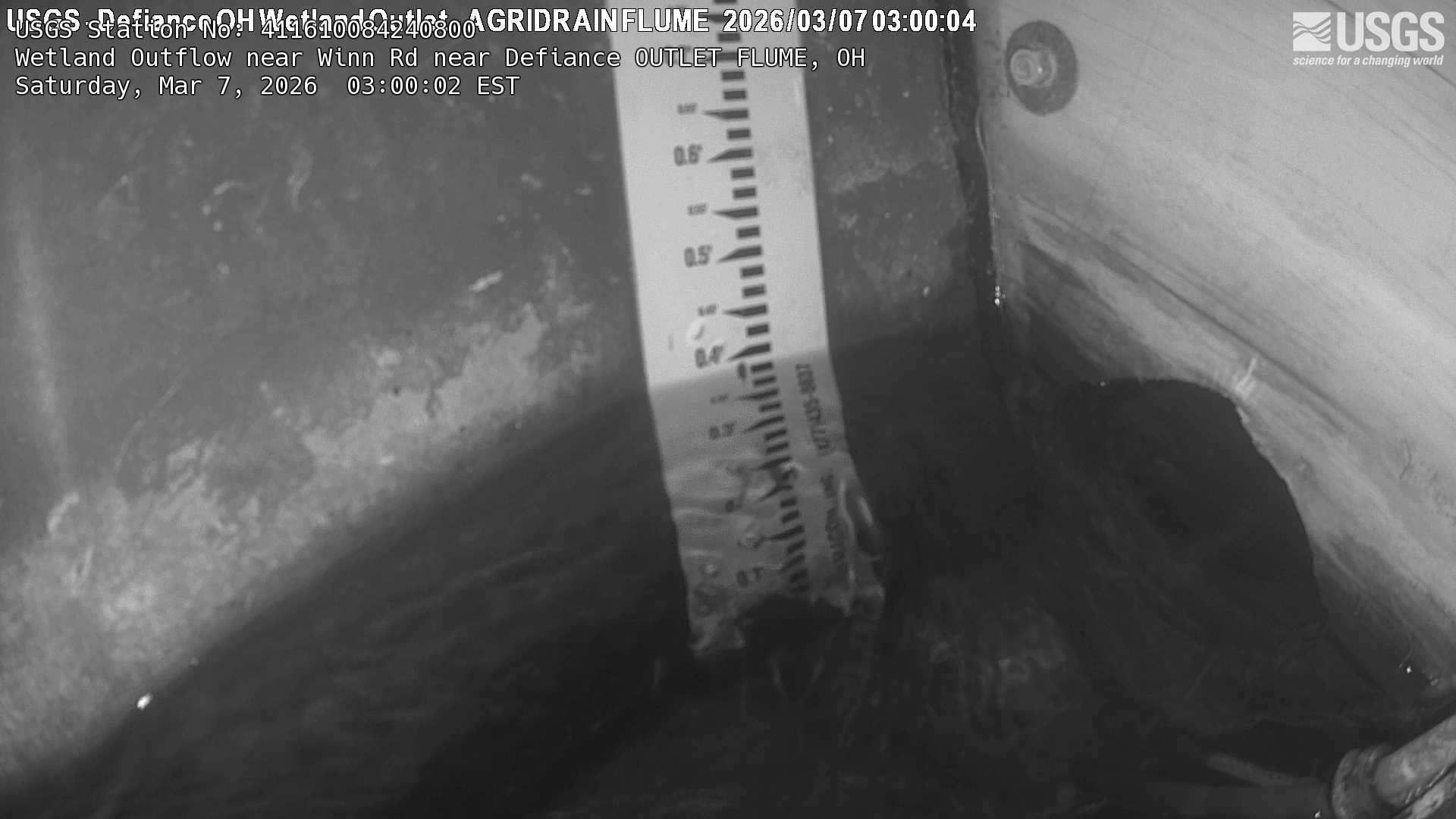 USGS HIVIS CAM Wetland Outflow near Winn Rd near Defiance OUTLET FLUME
