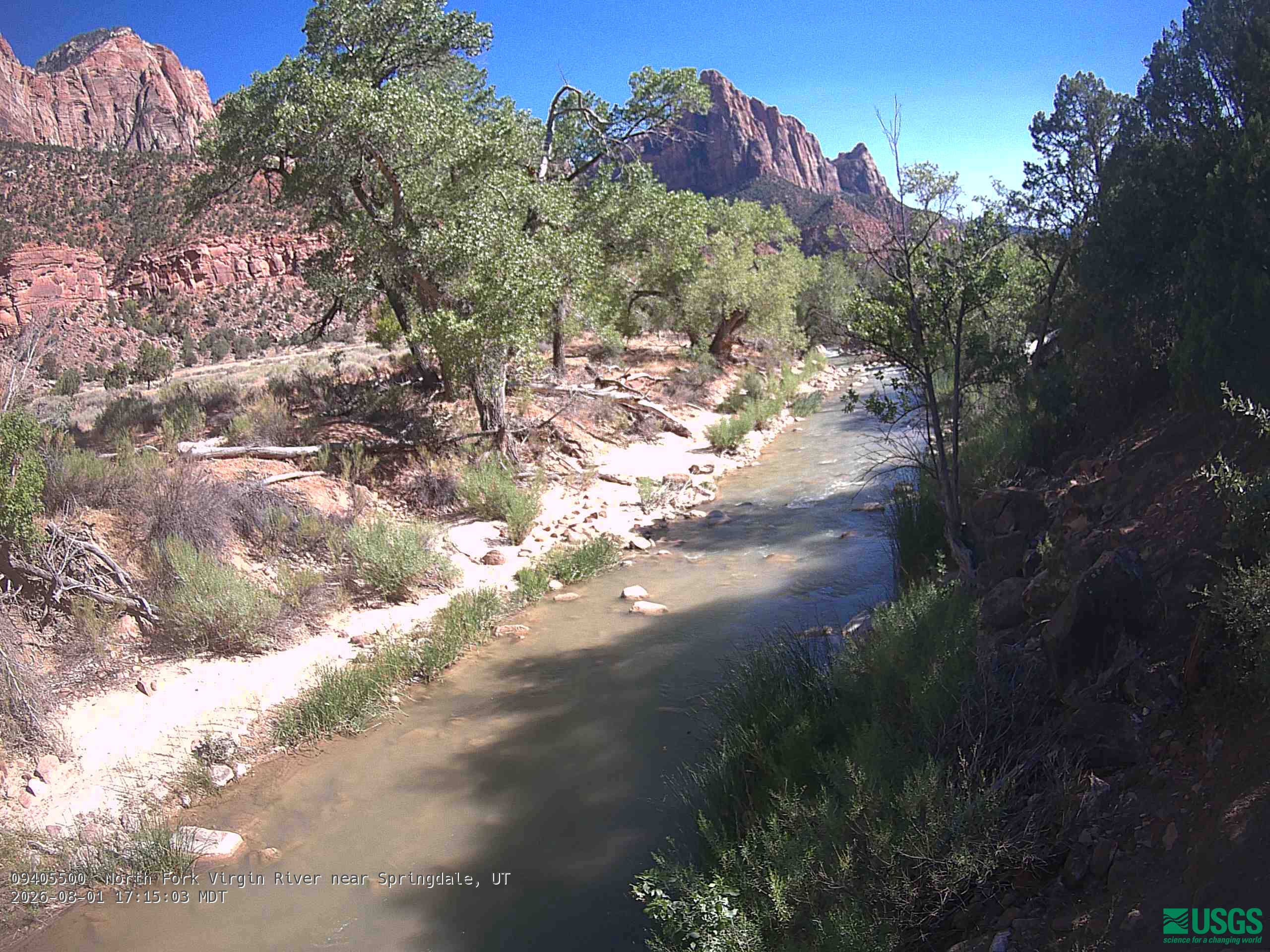 Most recent image at North Fork Virgin River near Springdale