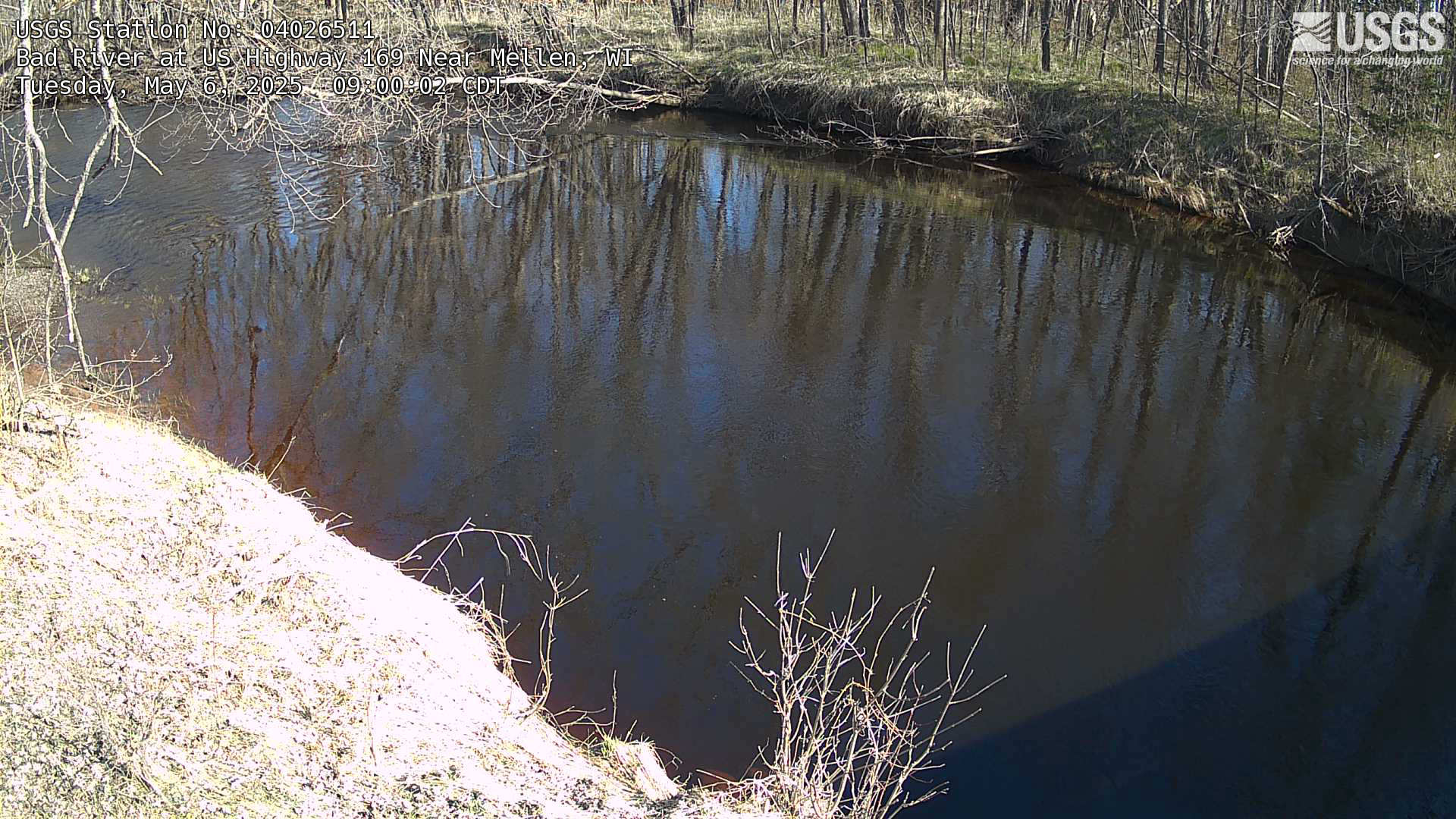 USGS HIVIS CAM Bad River at US Highway 169 Near Mellen
