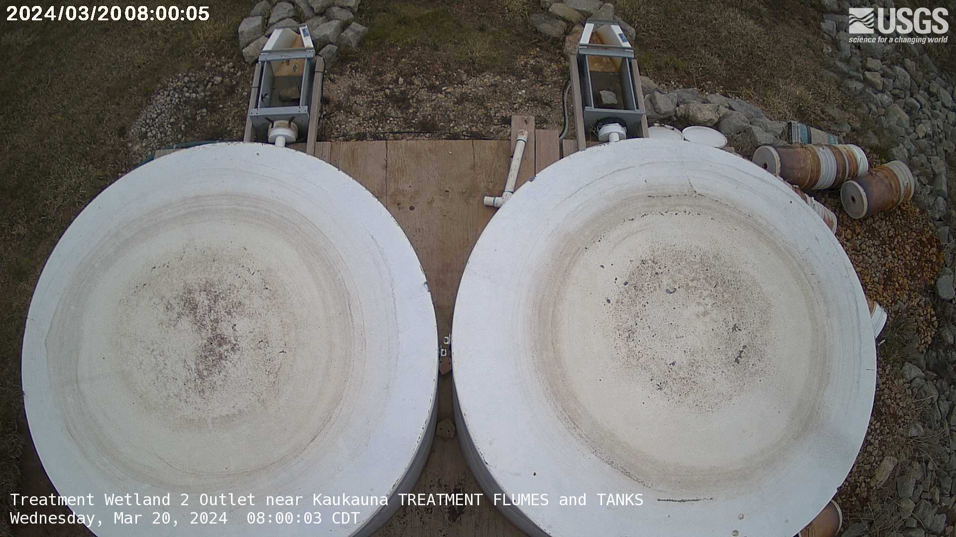 USGS HIVIS CAM Treatment Wetland 2 Outlet near Kaukauna TREATMENT FLUMES and TANKS